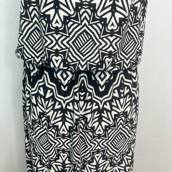 Alfani Tank Dress size Medium Black Ivory Slinky Peasant Boho Long Maxi Wedding - Picture 7 of 12